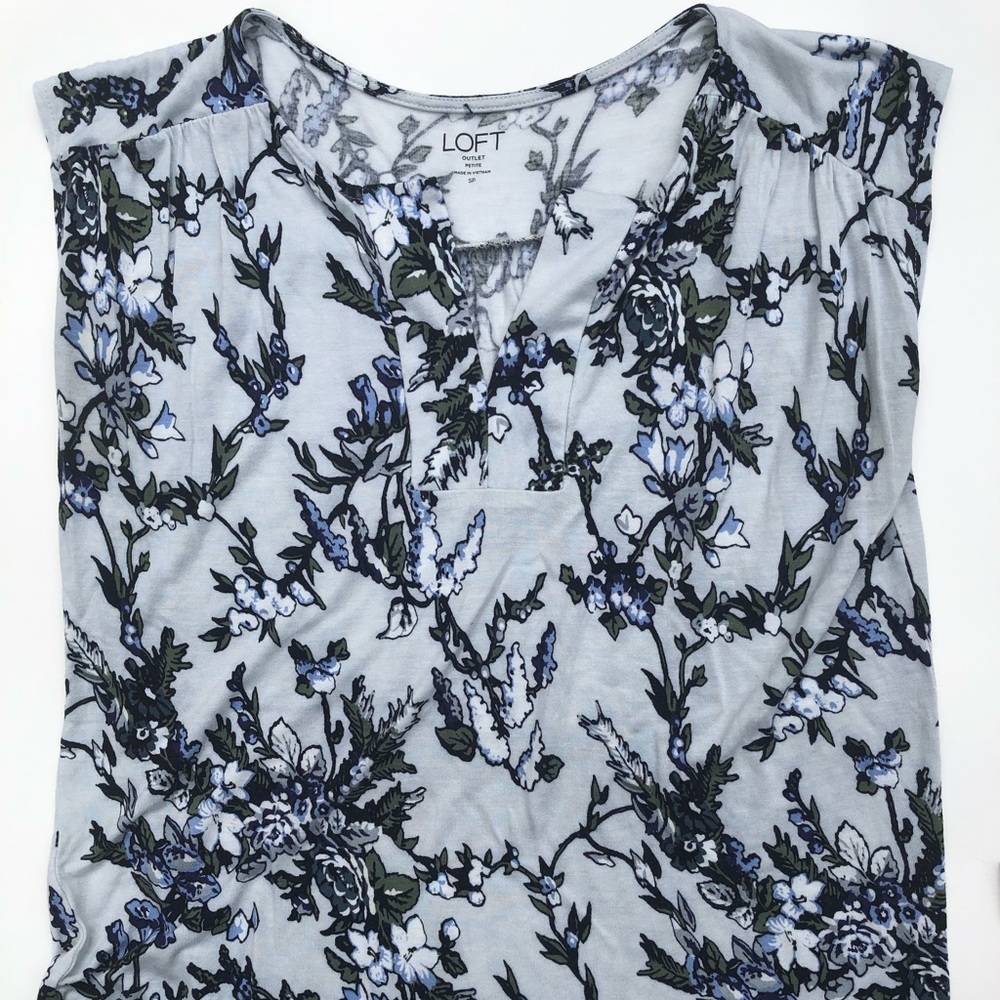 Floral blue gray Ann Taylor Loft top